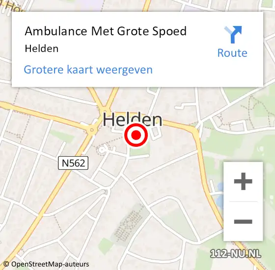 Locatie op kaart van de 112 melding: Ambulance Met Grote Spoed Naar Helden op 9 mei 2024 22:17
