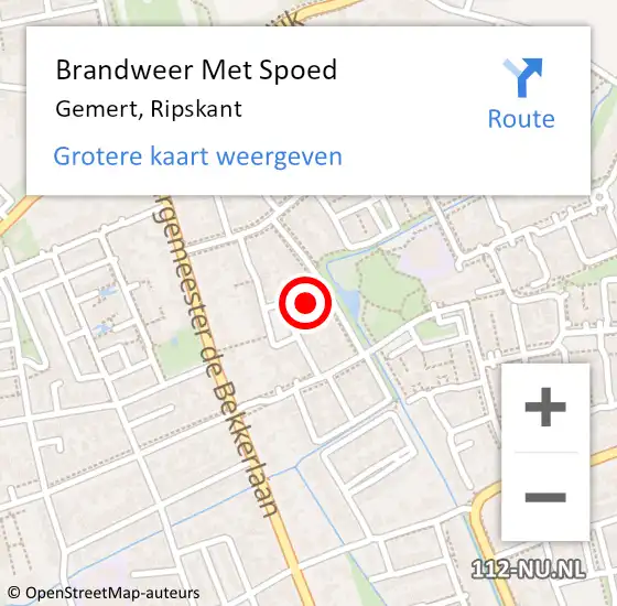 Locatie op kaart van de 112 melding: Brandweer Met Spoed Naar Gemert, Ripskant op 9 mei 2024 22:18