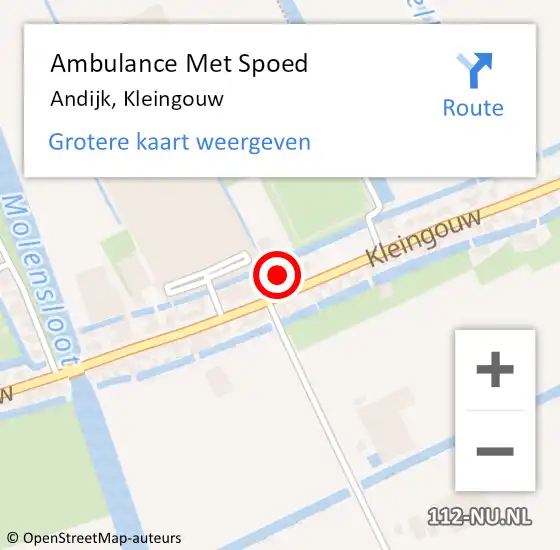 Locatie op kaart van de 112 melding: Ambulance Met Spoed Naar Andijk, Kleingouw op 9 mei 2024 22:29