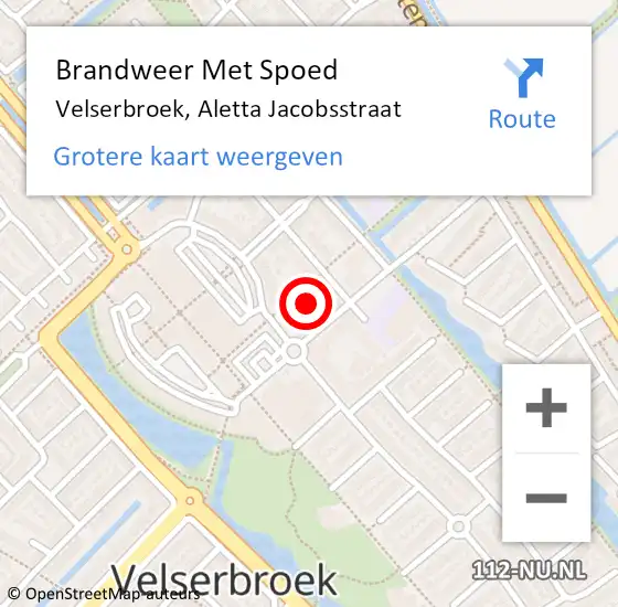 Locatie op kaart van de 112 melding: Brandweer Met Spoed Naar Velserbroek, Aletta Jacobsstraat op 9 mei 2024 22:41