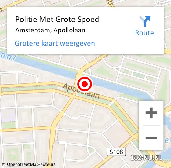 Locatie op kaart van de 112 melding: Politie Met Grote Spoed Naar Amsterdam, Apollolaan op 9 mei 2024 22:47