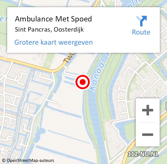 Locatie op kaart van de 112 melding: Ambulance Met Spoed Naar Sint Pancras, Oosterdijk op 9 mei 2024 23:01