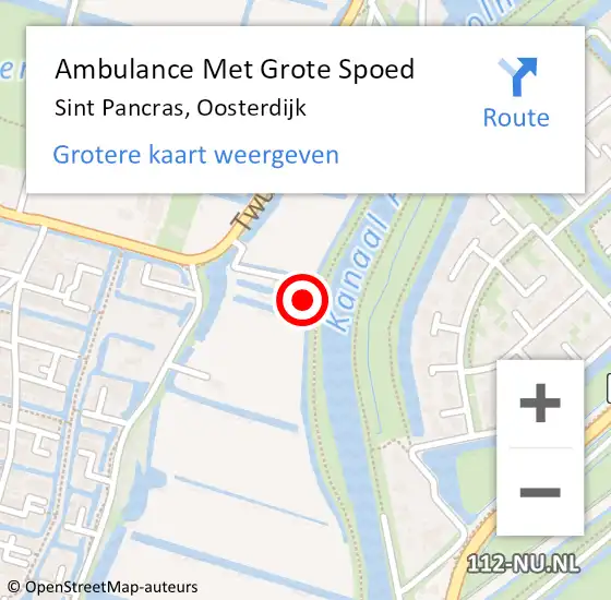 Locatie op kaart van de 112 melding: Ambulance Met Grote Spoed Naar Sint Pancras, Oosterdijk op 9 mei 2024 23:02