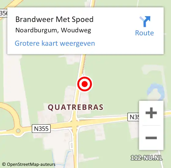 Locatie op kaart van de 112 melding: Brandweer Met Spoed Naar Noardburgum, Woudweg op 9 mei 2024 23:09