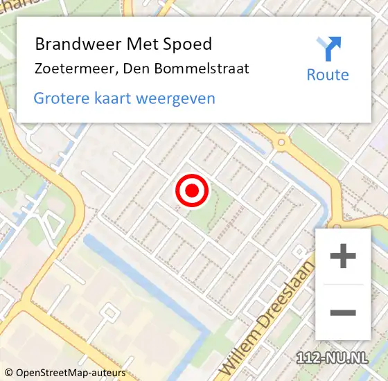 Locatie op kaart van de 112 melding: Brandweer Met Spoed Naar Zoetermeer, Den Bommelstraat op 9 mei 2024 23:10