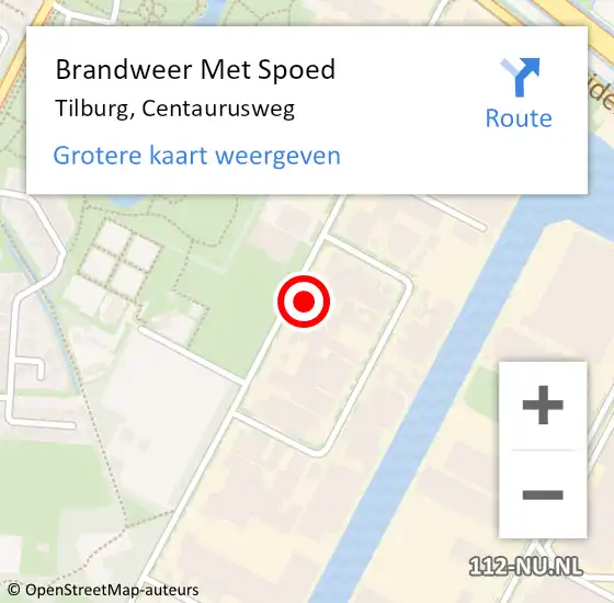 Locatie op kaart van de 112 melding: Brandweer Met Spoed Naar Tilburg, Centaurusweg op 9 mei 2024 23:20