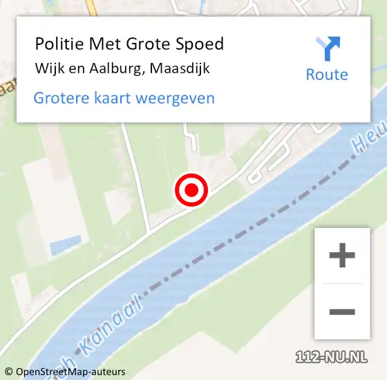 Locatie op kaart van de 112 melding: Politie Met Grote Spoed Naar Wijk en Aalburg, Maasdijk op 9 mei 2024 23:28
