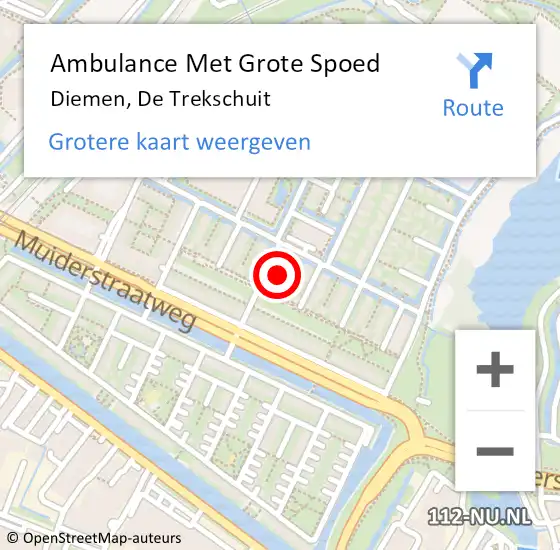 Locatie op kaart van de 112 melding: Ambulance Met Grote Spoed Naar Diemen, De Trekschuit op 9 mei 2024 23:44