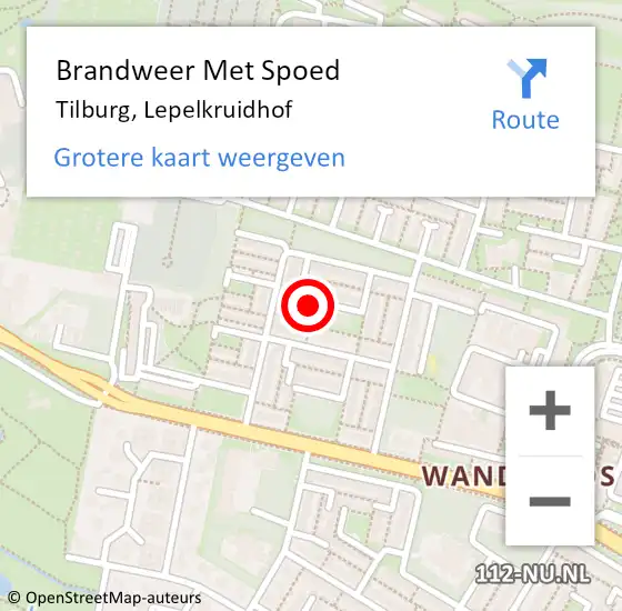 Locatie op kaart van de 112 melding: Brandweer Met Spoed Naar Tilburg, Lepelkruidhof op 9 mei 2024 23:46
