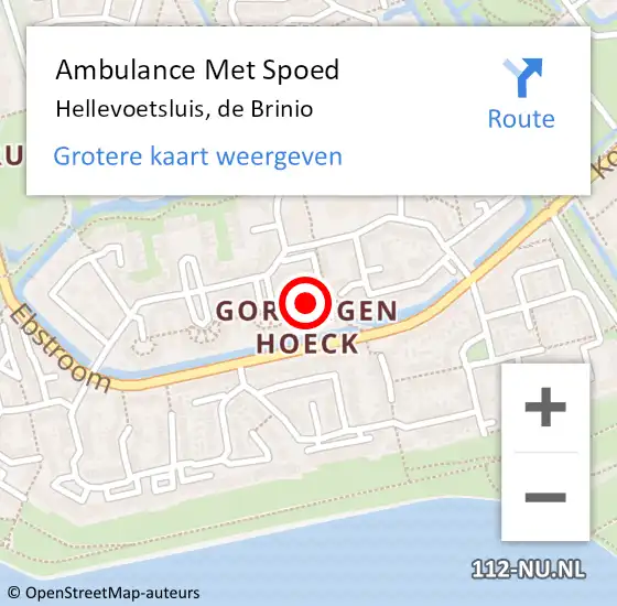 Locatie op kaart van de 112 melding: Ambulance Met Spoed Naar Hellevoetsluis, de Brinio op 10 mei 2024 00:01