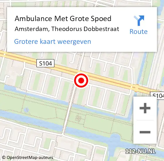 Locatie op kaart van de 112 melding: Ambulance Met Grote Spoed Naar Amsterdam, Theodorus Dobbestraat op 10 mei 2024 00:29
