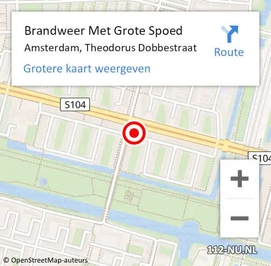 Locatie op kaart van de 112 melding: Brandweer Met Grote Spoed Naar Amsterdam, Theodorus Dobbestraat op 10 mei 2024 00:45