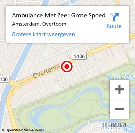 Locatie op kaart van de 112 melding: Ambulance Met Zeer Grote Spoed Naar Amsterdam, Overtoom op 10 mei 2024 00:49