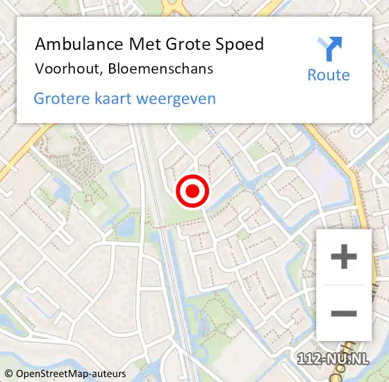 Locatie op kaart van de 112 melding: Ambulance Met Grote Spoed Naar Voorhout, Bloemenschans op 10 mei 2024 01:06