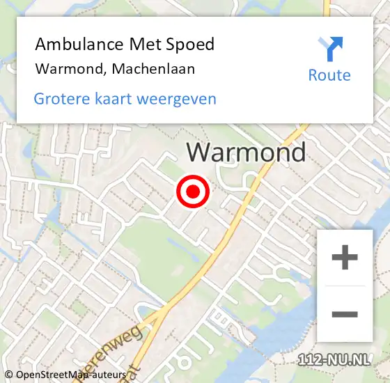 Locatie op kaart van de 112 melding: Ambulance Met Spoed Naar Warmond, Machenlaan op 10 mei 2024 01:14