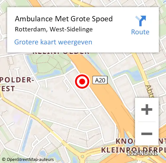 Locatie op kaart van de 112 melding: Ambulance Met Grote Spoed Naar Rotterdam, West-Sidelinge op 10 mei 2024 01:20