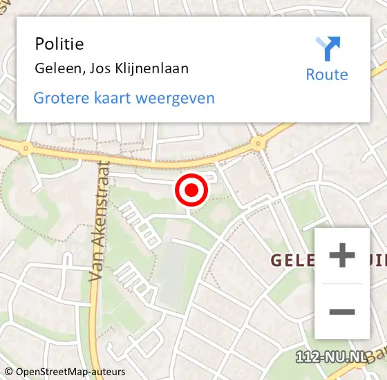 Locatie op kaart van de 112 melding: Politie Geleen, Jos Klijnenlaan op 10 mei 2024 01:26