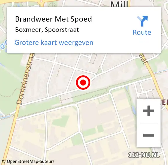 Locatie op kaart van de 112 melding: Brandweer Met Spoed Naar Boxmeer, Spoorstraat op 10 mei 2024 01:35