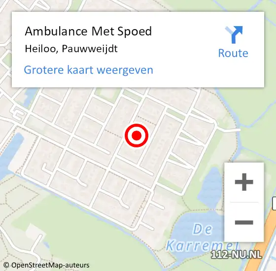 Locatie op kaart van de 112 melding: Ambulance Met Spoed Naar Heiloo, Pauwweijdt op 10 mei 2024 01:50
