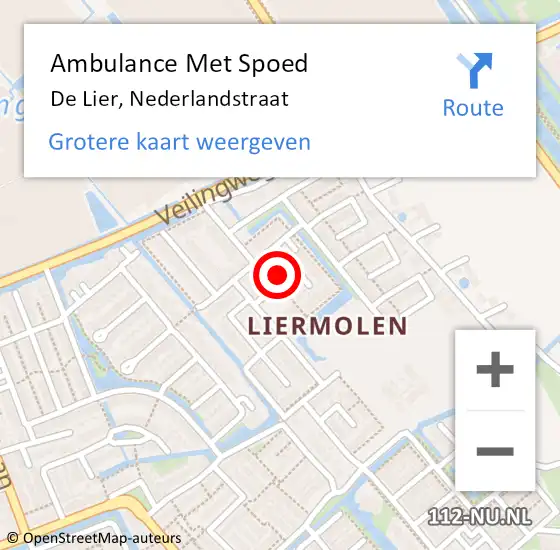 Locatie op kaart van de 112 melding: Ambulance Met Spoed Naar De Lier, Nederlandstraat op 10 mei 2024 02:18