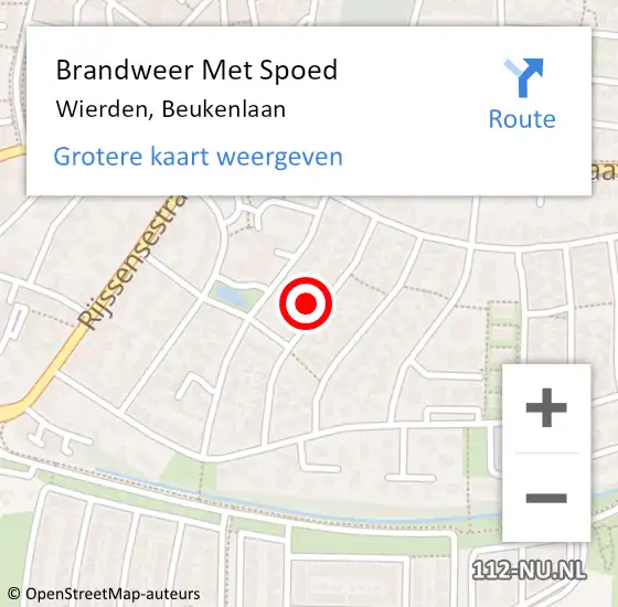Locatie op kaart van de 112 melding: Brandweer Met Spoed Naar Wierden, Beukenlaan op 10 mei 2024 02:20