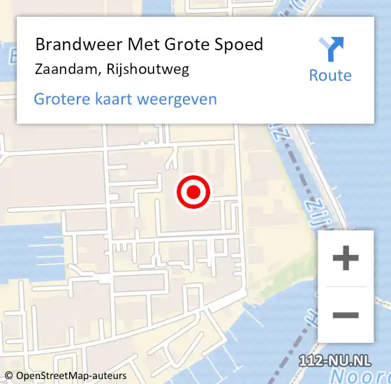 Locatie op kaart van de 112 melding: Brandweer Met Grote Spoed Naar Zaandam, Rijshoutweg op 10 mei 2024 02:40