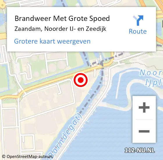 Locatie op kaart van de 112 melding: Brandweer Met Grote Spoed Naar Zaandam, Noorder IJ- en Zeedijk op 10 mei 2024 03:01