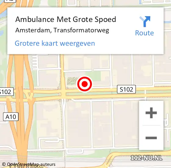 Locatie op kaart van de 112 melding: Ambulance Met Grote Spoed Naar Amsterdam, Transformatorweg op 10 mei 2024 03:23
