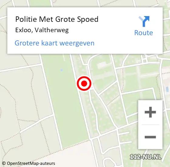 Locatie op kaart van de 112 melding: Politie Met Grote Spoed Naar Exloo, Valtherweg op 10 mei 2024 03:53