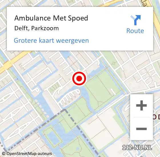 Locatie op kaart van de 112 melding: Ambulance Met Spoed Naar Delft, Parkzoom op 10 mei 2024 03:55
