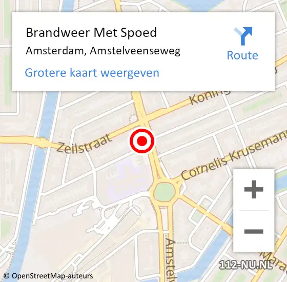 Locatie op kaart van de 112 melding: Brandweer Met Spoed Naar Amsterdam, Amstelveenseweg op 10 mei 2024 03:56