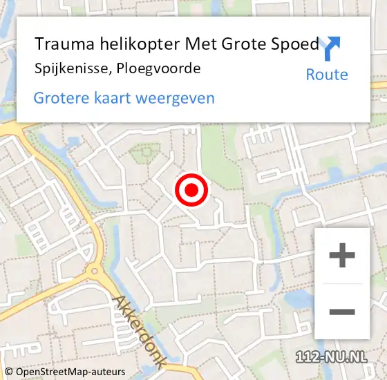 Locatie op kaart van de 112 melding: Trauma helikopter Met Grote Spoed Naar Spijkenisse, Ploegvoorde op 10 mei 2024 03:59