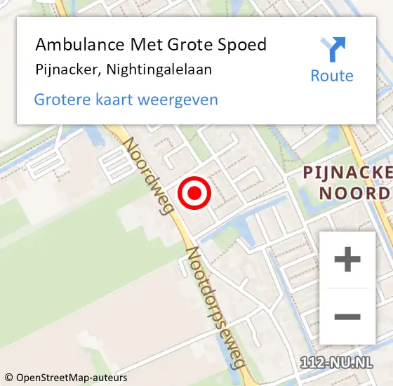 Locatie op kaart van de 112 melding: Ambulance Met Grote Spoed Naar Pijnacker, Nightingalelaan op 10 mei 2024 04:24