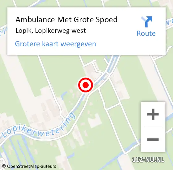 Locatie op kaart van de 112 melding: Ambulance Met Grote Spoed Naar Lopik, Lopikerweg west op 10 mei 2024 04:34