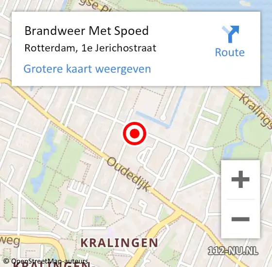 Locatie op kaart van de 112 melding: Brandweer Met Spoed Naar Rotterdam, 1e Jerichostraat op 10 mei 2024 05:06