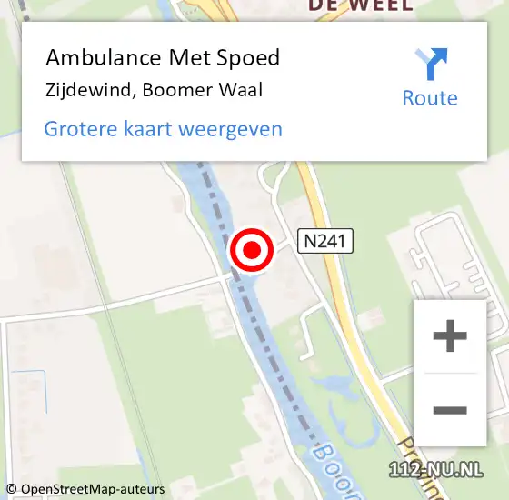 Locatie op kaart van de 112 melding: Ambulance Met Spoed Naar Zijdewind, Boomer Waal op 10 mei 2024 05:31