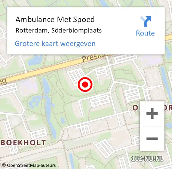 Locatie op kaart van de 112 melding: Ambulance Met Spoed Naar Rotterdam, Söderblomplaats op 10 mei 2024 05:33