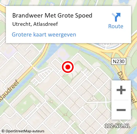 Locatie op kaart van de 112 melding: Brandweer Met Grote Spoed Naar Utrecht, Atlasdreef op 10 mei 2024 05:35