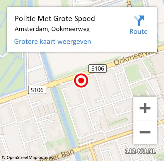 Locatie op kaart van de 112 melding: Politie Met Grote Spoed Naar Amsterdam, Ookmeerweg op 10 mei 2024 05:39