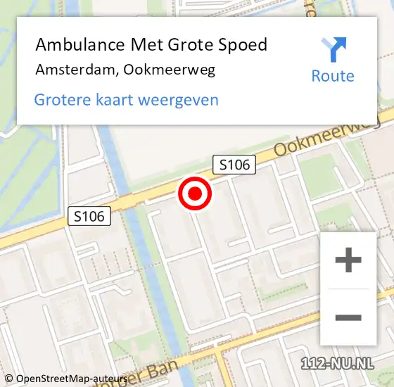 Locatie op kaart van de 112 melding: Ambulance Met Grote Spoed Naar Amsterdam, Ookmeerweg op 10 mei 2024 05:42