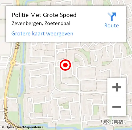 Locatie op kaart van de 112 melding: Politie Met Grote Spoed Naar Zevenbergen, Zoetendaal op 10 mei 2024 06:44