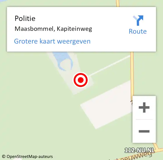 Locatie op kaart van de 112 melding: Politie Maasbommel, Kapiteinweg op 10 mei 2024 07:00