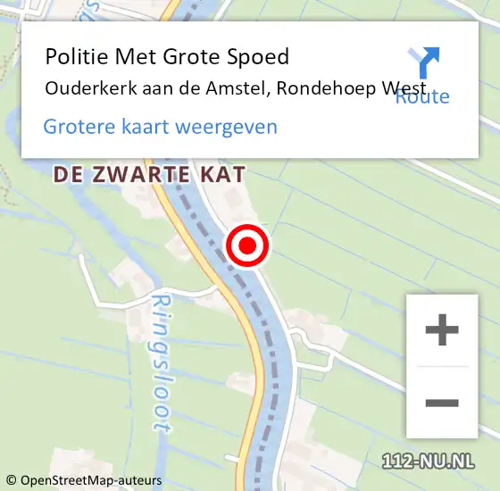 Locatie op kaart van de 112 melding: Politie Met Grote Spoed Naar Ouderkerk aan de Amstel, Rondehoep West op 10 mei 2024 07:01