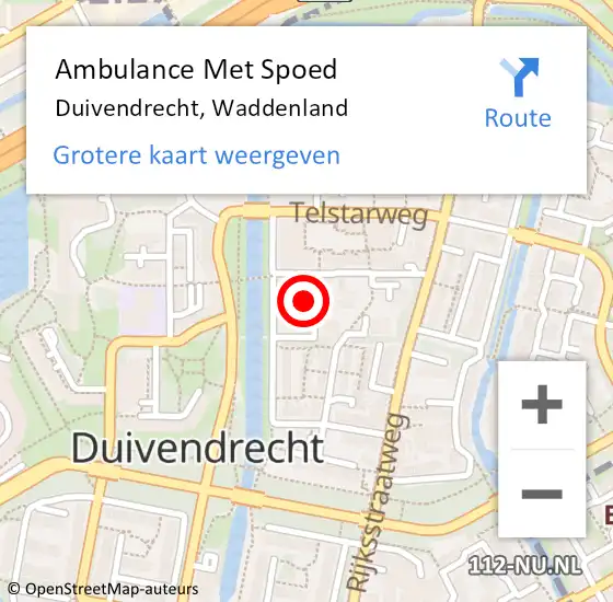 Locatie op kaart van de 112 melding: Ambulance Met Spoed Naar Duivendrecht, Waddenland op 10 mei 2024 07:29