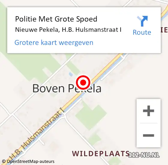 Locatie op kaart van de 112 melding: Politie Met Grote Spoed Naar Nieuwe Pekela, H.B. Hulsmanstraat I op 10 mei 2024 07:37