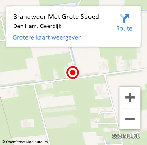 Locatie op kaart van de 112 melding: Brandweer Met Grote Spoed Naar Den Ham, Geerdijk op 10 mei 2024 07:46