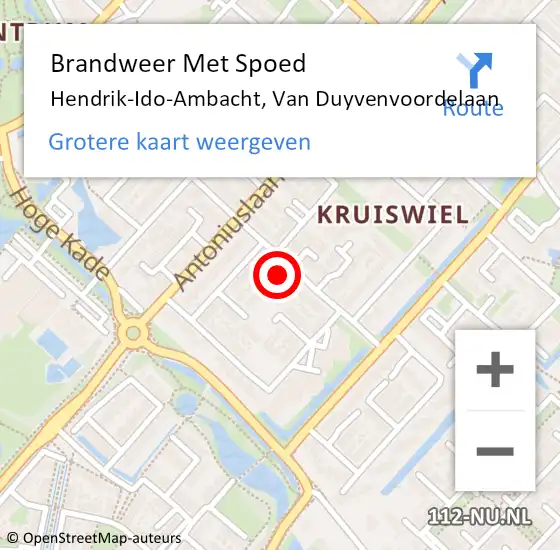 Locatie op kaart van de 112 melding: Brandweer Met Spoed Naar Hendrik-Ido-Ambacht, Van Duyvenvoordelaan op 10 mei 2024 07:56