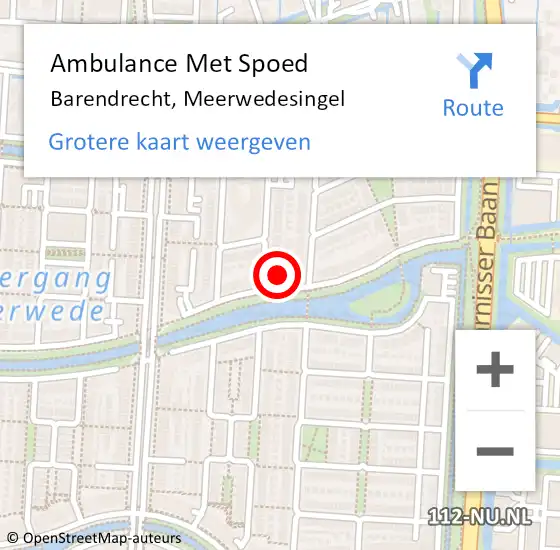 Locatie op kaart van de 112 melding: Ambulance Met Spoed Naar Barendrecht, Meerwedesingel op 10 mei 2024 08:02