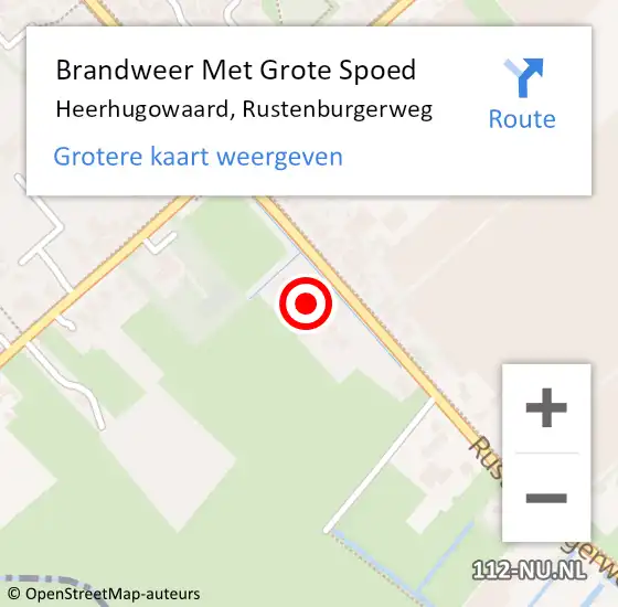 Locatie op kaart van de 112 melding: Brandweer Met Grote Spoed Naar Heerhugowaard, Rustenburgerweg op 10 mei 2024 08:14