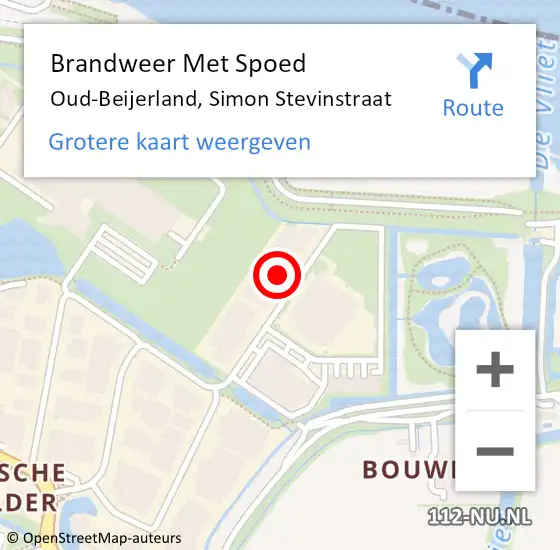 Locatie op kaart van de 112 melding: Brandweer Met Spoed Naar Oud-Beijerland, Simon Stevinstraat op 10 mei 2024 08:28